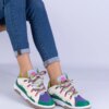 marka niezdefiniowana Green women's sneakers with decorative laces Grejs