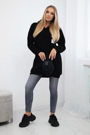 marka niezdefiniowana Hooded sweatshirt with patches black