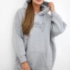 marka niezdefiniowana Insulated sweatshirt with embroidered inscription oversize gray