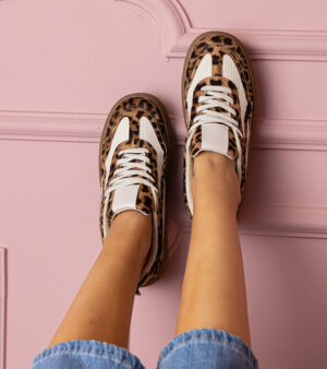 marka niezdefiniowana Leopard print thick-soled sneakers Kamela