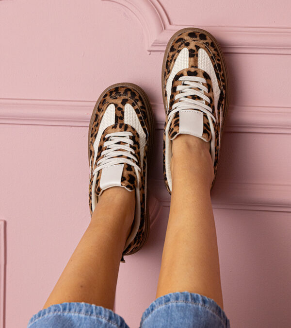 marka niezdefiniowana Leopard print thick-soled sneakers Kamela