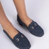 marka niezdefiniowana Navy loafers with a wedge and matte finish Sambada