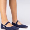 marka niezdefiniowana Navy women's ballet flats with buckle and crystals Piona