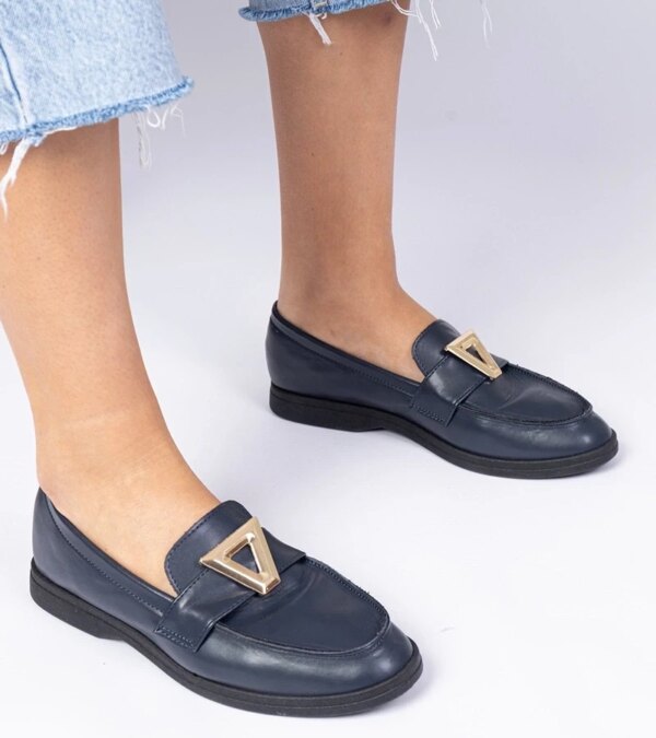 marka niezdefiniowana Navy women's moccasins with elegant decoration Viletta