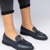 marka niezdefiniowana Navy women's moccasins with gold decoration Senna