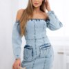 marka niezdefiniowana Off-the-shoulder stretch denim dress S/M-L/XL