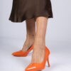 marka niezdefiniowana Orange patent pumps on a heel Merium