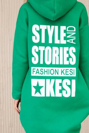 marka niezdefiniowana Padded sweatshirt with long back and hood green