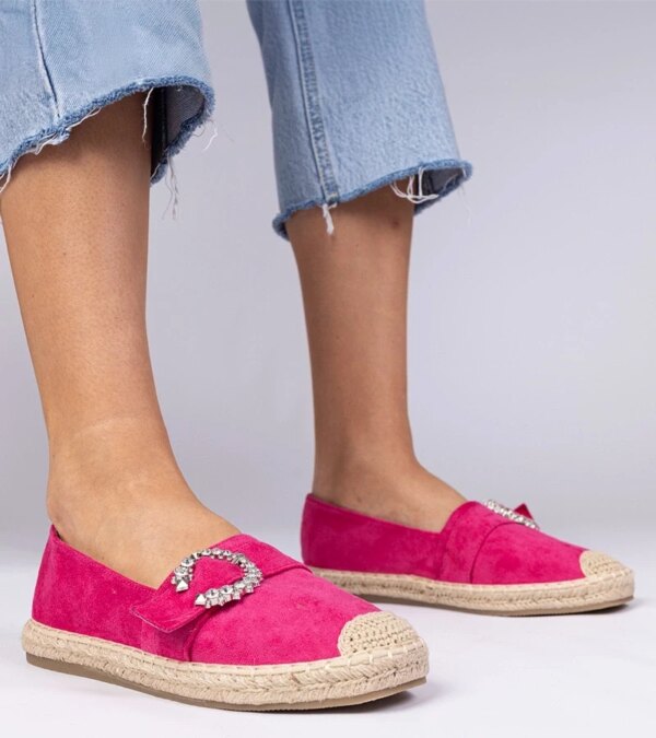marka niezdefiniowana Pink espadrilles with rhinestone decoration Maruta