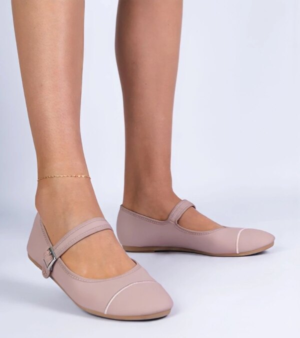 marka niezdefiniowana Pink matte finish ballerinas Longhola