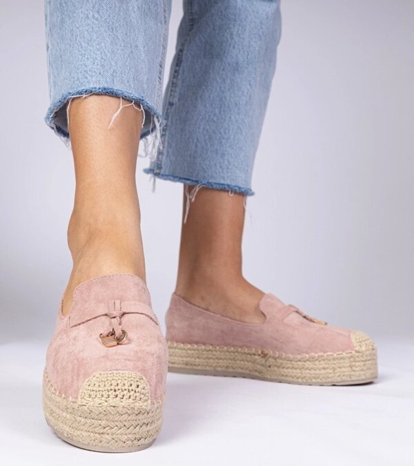 marka niezdefiniowana Pink thick-soled espadrilles Elviola