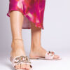 marka niezdefiniowana Pink women's slides decorated with a chain Eladar