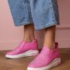marka niezdefiniowana Pink women's sneakers with rhinestones on a hidden wedge Jeremi