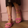 marka niezdefiniowana Pink woven women's sandals Tarina