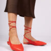 marka niezdefiniowana Red flat pumps made of eco-leather Terry