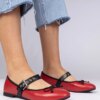 marka niezdefiniowana Red women's ballet flats with bow Mansy