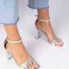marka niezdefiniowana Silver block heel sandals Kasedi