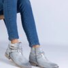 marka niezdefiniowana Silver flat ankle boots with a cutout and a buckle Savaner