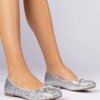 marka niezdefiniowana Silver glitter ballet flats with bow Vellas