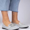 marka niezdefiniowana Silver glitter moccasins with rhinestones Sawelia