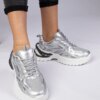marka niezdefiniowana Silver sporty sneakers on a chunky sole Lirata