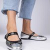 marka niezdefiniowana Silver women's ballet flats with bow Mansy