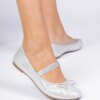 marka niezdefiniowana Silver women's ballet flats with bow on elastic Lerona
