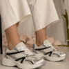 marka niezdefiniowana Silver women's sports sneakers with glitter Bakari