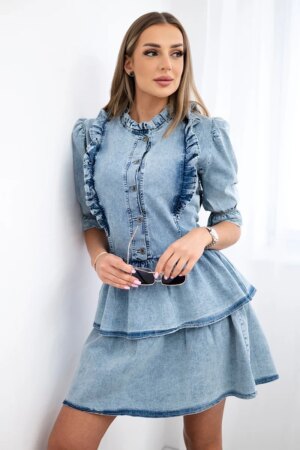 marka niezdefiniowana Stretch denim dress with  jabot S/M-L/XL