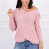 marka niezdefiniowana Sweater with V neckline powdered pink