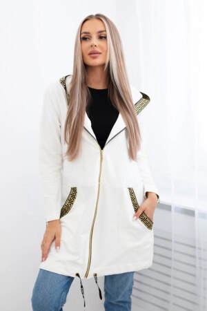 marka niezdefiniowana Sweatshirt with a decorative tape ecru