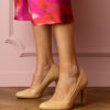 marka niezdefiniowana Velan brown classic faux leather stiletto pumps