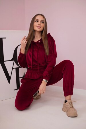 marka niezdefiniowana Velor set with hood fuchsia
