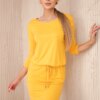 marka niezdefiniowana Viscose dress tied at the waist mustardowa