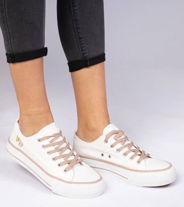 marka niezdefiniowana White-brown classic women's sneakers Ellana