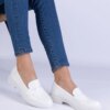 marka niezdefiniowana White patent leather women's oxford shoes Eledia