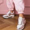 marka niezdefiniowana White sneakers with rhinestones and metallic insert Garsi