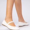 marka niezdefiniowana White women's ballet flats with bow Lerona