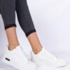 marka niezdefiniowana White women's canvas sneakers on a platform Verinos
