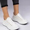 marka niezdefiniowana White women's lace sneakers Katerin