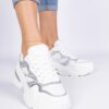 marka niezdefiniowana White women's sneakers decorated with glitter Sandoria