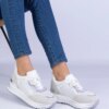 marka niezdefiniowana White women's sneakers with a metallic insert Medison