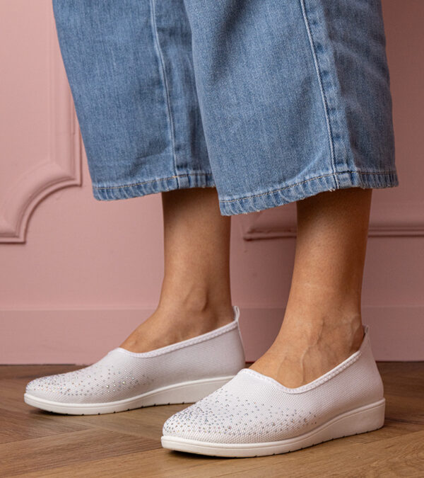 marka niezdefiniowana White women's sneakers with rhinestones Luizet