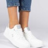marka niezdefiniowana White women's sneakers with silver glitter Emilia