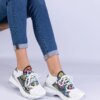 marka niezdefiniowana White women's sports sneakers with colorful print Fatih