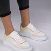 marka niezdefiniowana White-yellow sporty sneakers in eco-leather Lavilia