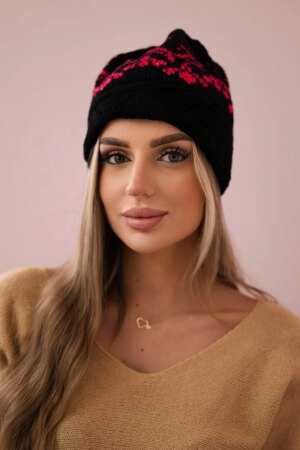 marka niezdefiniowana Women's cap Kira K374 black+pink