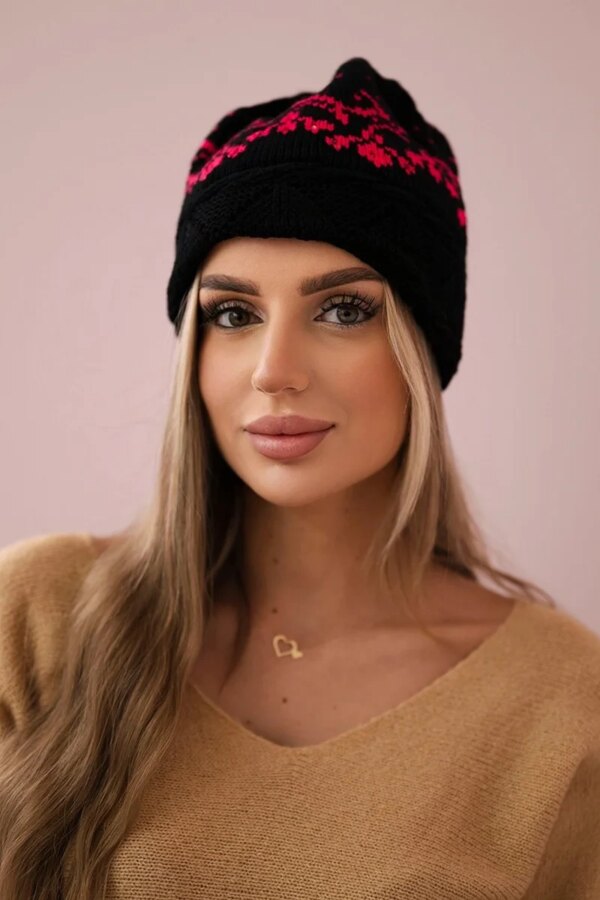 marka niezdefiniowana Women's cap Kira K374 black+pink