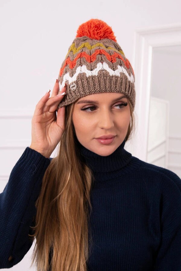 marka niezdefiniowana Women's cap Laila K283 dark beige+kiwi