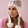 marka niezdefiniowana Women's long eared cap Balbina K381 light ecru